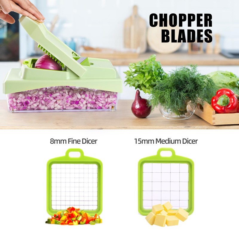 RüK 10-in-1 Vegetable Chopper – 6 Blade Veggie Chopper with