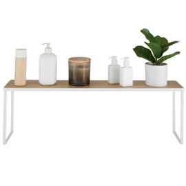 Organize It All Over The Sink Shelf | Durable | Space Saving | Wooden Accent | Sink Organization | Dimensions: 30"x 6.3"x 9" | White