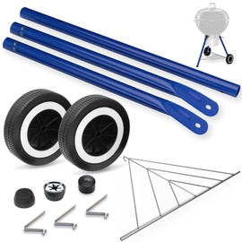 Front Leg Kit and Wheels for Weber Kettle Grills, Triangle Leg Support Grill Parts for Weber 18” 22” Kettle Grills, 6" Grill Wheels for Weber 65930, 65130 Front Leg for Weber Kettle, Blue Front Leg