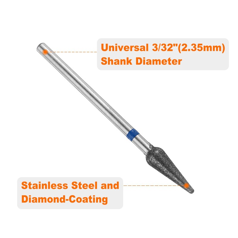 sourcing map 6pcs 120-140 Grits Diamond Grinding Bit 4.2mm Bullet-Head
