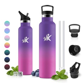 Borraccia Termica 1L, Bottiglia Acqua senza BPA, Borraccia Termica con Cannuccia, Borracce Acciaio Inox, con Doppio Strato Isolante, a Prova di Perdite, per Escursionismo, Sport All'Aria Aperta