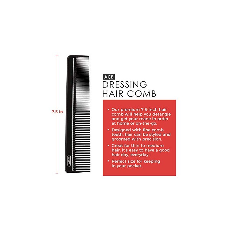 Goody Ace Dressing Comb, Black, 7.5 Inch