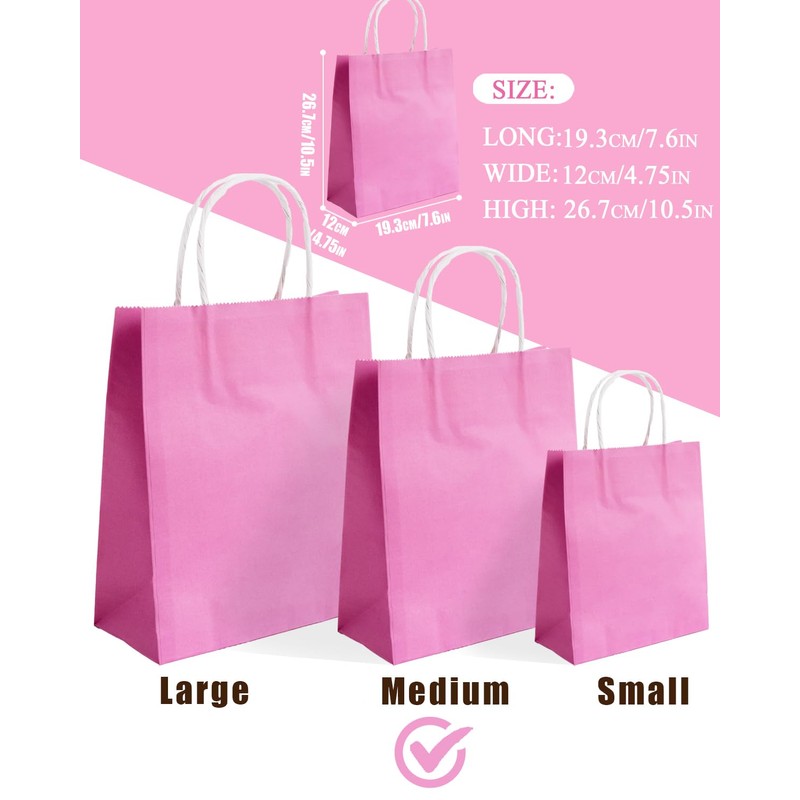 qiqee 100Pcs Paper Gift Bags with Handles - 10.6"x8.3"x4.3" Medium