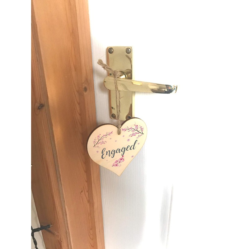Engaged Vacant Door Sign - Double Sided Wooden Heart Shaped