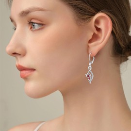 YIFSIY Butterfly Earrings for Women 925 Sterling Silver Leverback Infinity Dangle Earrings Ruby 5A Zircon Butterfly Jewelry Gifts for Her