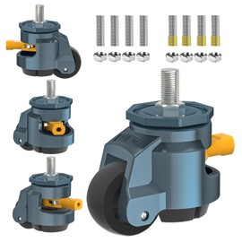 Leveling Stem Casters,Chaxtr Heavy Duty with Ratchet Handle, 1/2" and M12 Screw Size Retractable Caster Wheels,Adjustable Casters for Workbench, Machine, Equipment, Total Capacity 3300 Lbs(4pack)