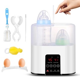 Bizcasa 4-in-1 Bottle Warmer, Baby Bottle Warmer for Baby Bottles, Baby Steriliser for Baby Bottles, Baby Food Warmer, Quick Heating, Defrosting and Keeping Warm with LCD Display (White)