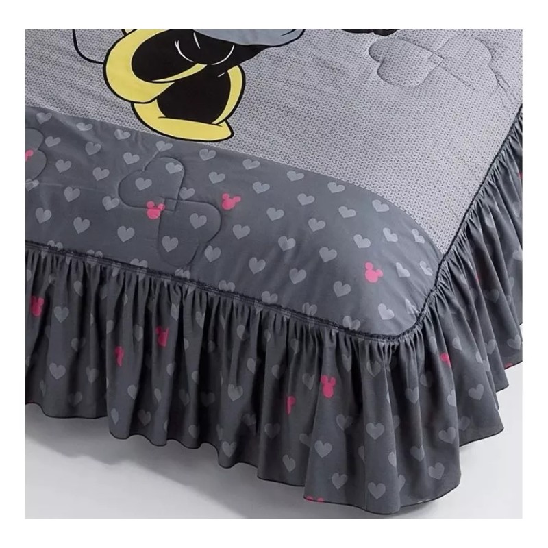 Compe Edrecolcha Minnie Gris Matrimonial C/ Sábanas, 50% Algodon