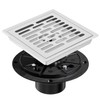 EXF Square Shower Floor Drain 6 Inch Brushed Nickel, Stainless