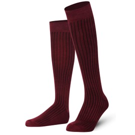 Mysocks Knee High Socks Men Womens Girls Cotton Seamless Toe Long Socks Knee Length Knee Socks Burgundy Ribbed,8-11