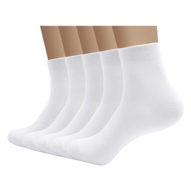 SERISIMPLE Bamboo Men sock Breathable Sock Quarter Thin Ankle High Sock Comfort Cool soft Sock 5 Pairs (Large, White)