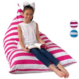 À Mes Petits Kids Bean Bag Cover, Soft Toy Storage, Extra Large Bean Bag Chair - Fill w/ 200L to 300L Bean Bag Filling, Stuffed Toy Storage Organiser (Triangle Pink & White)