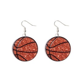 Football Basketball Baseball Soccer Dangle Earrings American Football Ball Game Earrings Glitter Acrylic Shiny Earrings for Women-Basketball