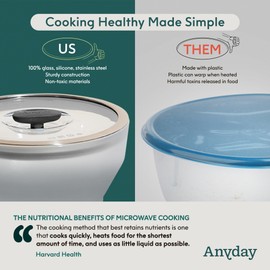 Anyday Microwave Cookware | Microwave Steamer for Cooking | Microwave Safe Mixing Bowls | Vegetable Steamer | Food Storage Container | 1 x The Medium Deep Dish