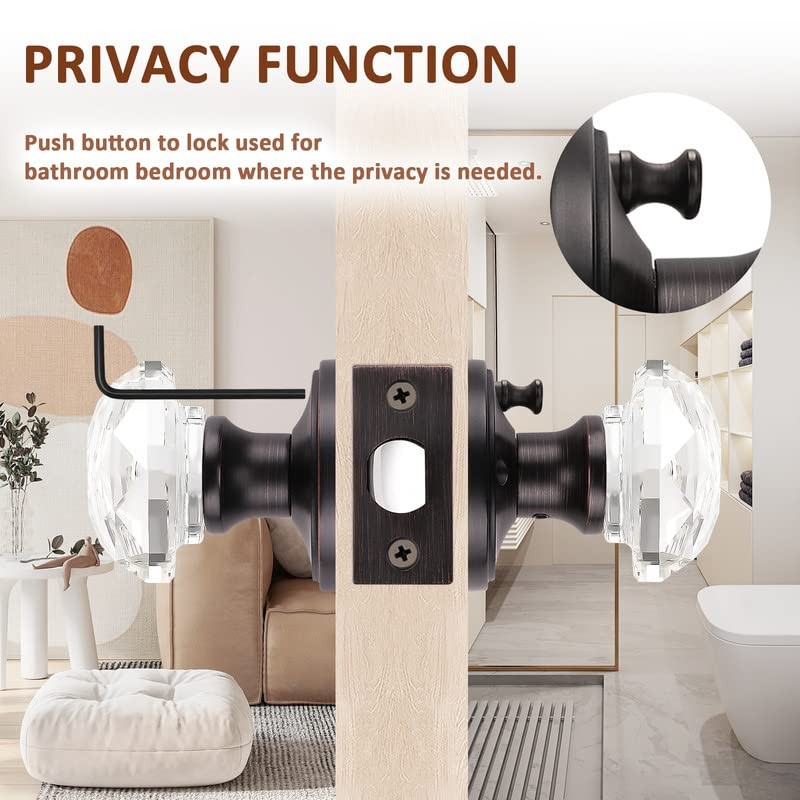 Orger 2 Pack Glass Door Knobs with Oil Rubbed Bronze