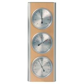 Hokco Weather Station Barometer Thermometer Hygrometer Aluminum Beech Wood