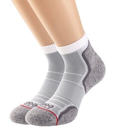 1000 Mile Men's Sock-twin Wh/Gry 2261w-medium (6-8) MILE RUN ANKLET SOCK TWIN PK WH GRY 2261W MEDIUM 6 8 , White, M UK