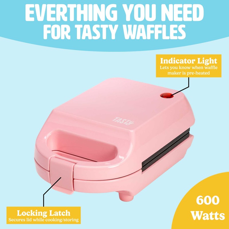 Tasty Mini Nonstick Waffle Maker, Perfect for Individual Waffles, Hash