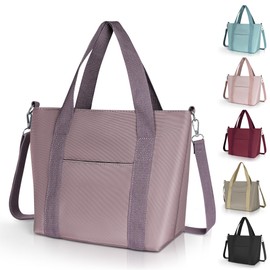 Geestock Small Tote Bag for Women with Zipper, Cute Casual Tote Purse Bag, Waterproof Top Handle Shoulder Crossbody Handbag for Work Travel Shopping (Pink)