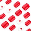 Valentines Press on Nails Short Square Fake Nails Red Heart