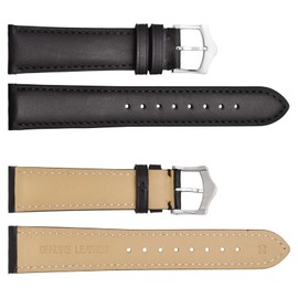 WOCCI 22 mm Vintage Leather Watch Strap with Conical Buckle, Replacement Watch (Black), Black (Cone Buckle), Vintage
