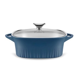 CorningWare, Non-Stick 3.2 Quart QuickHeat Roaster with Lid, Lightweight Roaster, Ceramic Non-Stick Interior Coating for Even Heat Cooking, French Navy