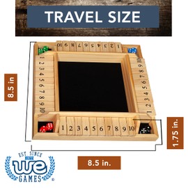 WE Games Travel Size 4 Player Shut The Box Dice Board Game - Natural Wood - for Family Game Night Play in Classroom, Home or Bar, 8.5 Inches