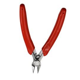 TEHAUX 1PC Mini Stainless Steel Cutting Pliers with Slip Handle Multi Purpose Diagonal Nose Wire Cutters for DIY Projects Jewelry Making and Home Use Red