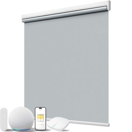 JaeJaes Motorized Smart Shades with Remote Control, Blackout Motorized Roller Shades for Indoor Windows Home and Office (Grey 35" W x 72" H)