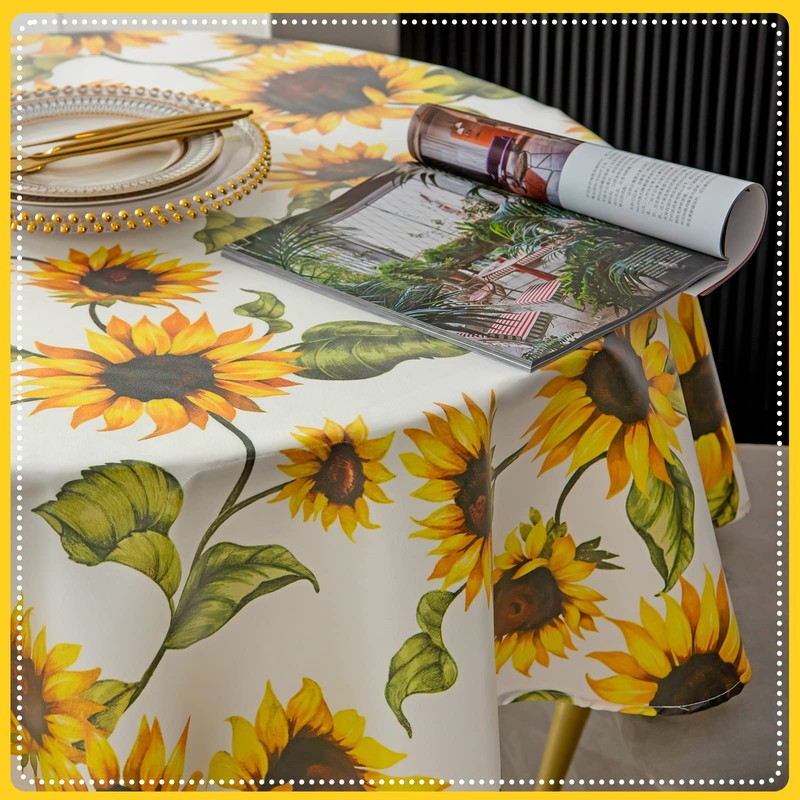 FHDUSRYO Flower Tablecloth, Classic Floral Table Cloth, Polyester Water Resistant