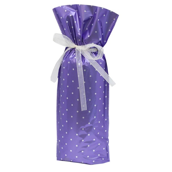 Gift Mate 21069-5 5-Piece Wine/Bottle Drawstring Gift Bags, Purple Polka Dot
