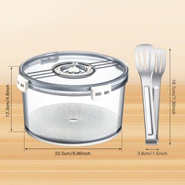 Baderke 8.86 Inches Airtight Bread Box with Stainless Steel Bread Tong Bun Storage Container Round Time Recording Pastry Keeper with Lid for Homemade Loaf Bagel Cookies Toast and Cupcakes