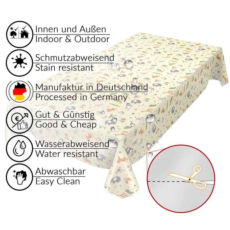 ANRO Tablecloth, Oilcloth, Wipeable Waxed Table Cover, Washable Tablecloth