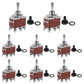 JUZITAO 8PCS 6Pin Heavy Duty Rocker Toggle Switch 15A 250V 20A 125V SPDT 6 Pin ON/Off/ON Waterproof Momentary Toggle Switch with Boot Cover for Automotive Boat Car Truck