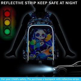 AGSDON 3PCS Kids Backpack for Boys, Panda Bookbag Preschool Kindergarten Elementary Backpacks with Lunch Box for Kids 6-8