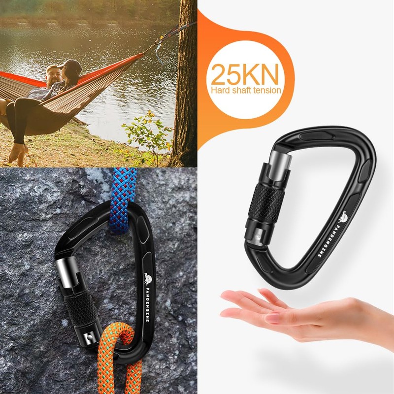 PANDENGZHE Climbing Carabiners, 25KN (5620 lbs) 3.9" Heavy Duty Carabiner