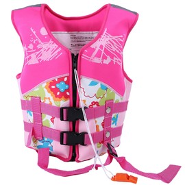 Manner Kids Swim Jackets Children Swimming Vest Neoprene Swim Learner Swimwear (Pink L)