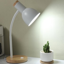 LRXJHHTY Table Lamp,Wooden Adjustable Desk Lamp,Dorm Lamp&Bedside Lamp for Living Room, Bedroom, Kids Room (White)