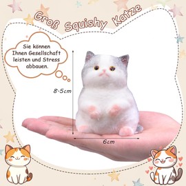 Mwmoeen Large Squishy Cat, Handmade Cat Taba Squishy for Stress Relief, Cute Soft Cat Fidget Toy for Adults