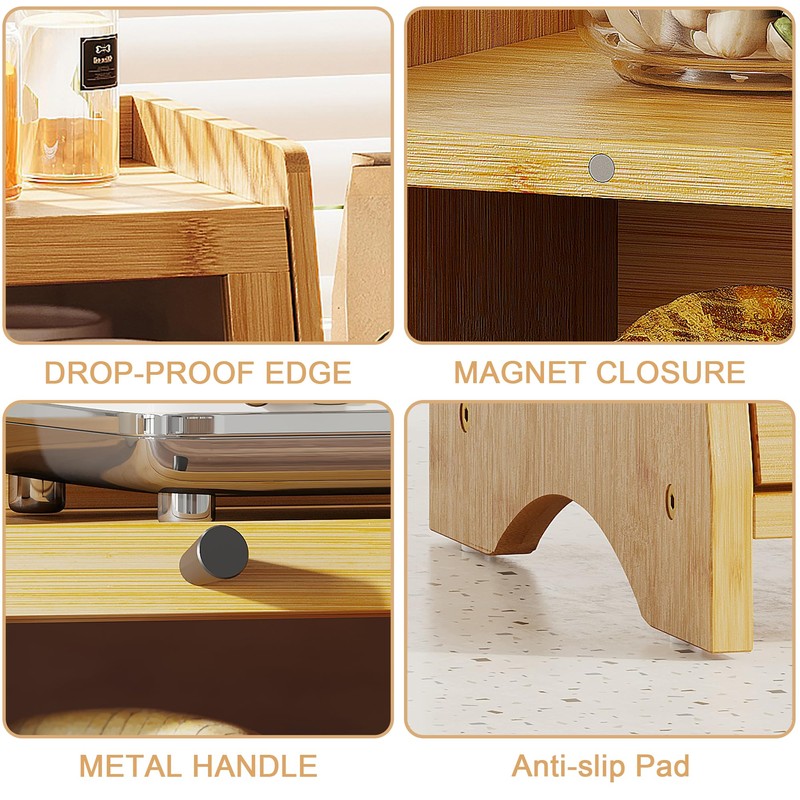 BAMBANG Bread Box for Kitchen Countertop, Bamboo Bread Box for