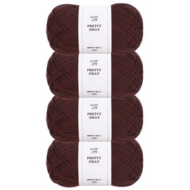 Pretty Jolly 4 Skeins Soft Tube Yarn, 100% Acrylic, Easy Crochet & Knitting, Beginner Friendly, DIY Craft Yarn (Coffee)