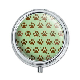 Muddy Dog Paw Print Pattern Pill Case Trinket Gift Box