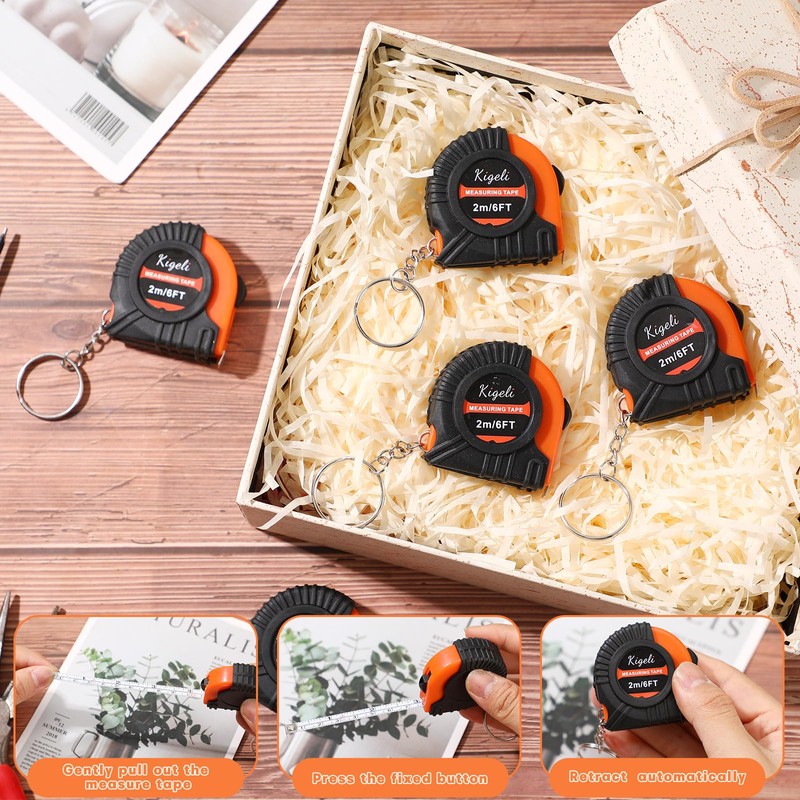 Kigeli 50 Pcs 6ft/2 Meter Mini Measuring Tape Keychains Small