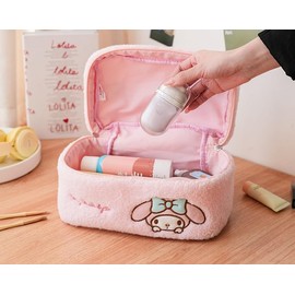 Many Rainbows Kuromi Plush Cosmetic Bag Makeup Pouch Travel Portable Vanity Case Organizer with Handle