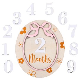 Monthly Baby Milestone,Cute Wooden Baby Announcement Sign with Butterfly Pattern,Newborn Photography Props, Wooden Sign to Document Your Baby's Growth,Newborn Gifts for Girl and Boy