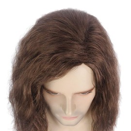 STfantasy Mens Brown Wig Wavy Mid Length Synthetic Hair for Male Cosplay Winter Soldier Costume