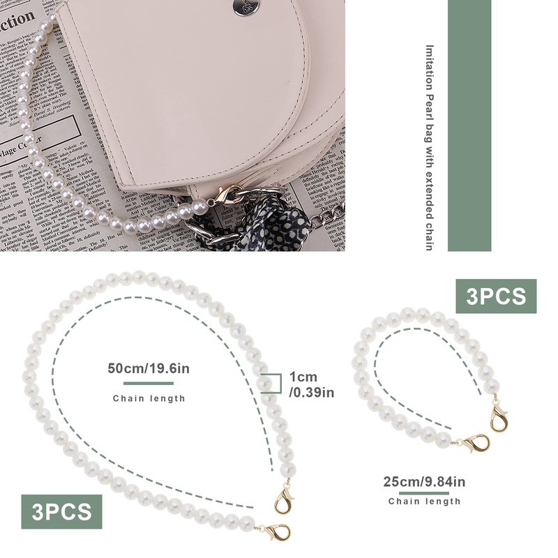 eMagTech 6 Pieces Faux Pearl Handbag Straps Replacement Beads Handbag