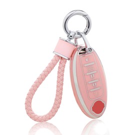 YO&YOYE - Funda para llavero Jeep con llavero, color rosa suave TPU para llave de protección para Jeep Grand Cherokee Renegade Wrangler Patriot Grand Commander