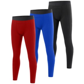 EoBeKee Boys Compression Leggings, Youth Athletic Basketball Base Layer Pants, Kids Quick Dry Tights for Sports Football