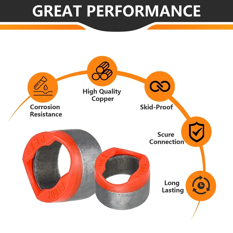 100 Pieces HeSun 1/2-Inch Bottled PEX Copper Ring With End